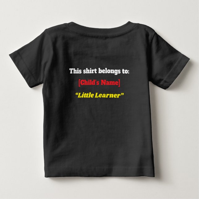 "Ready to Learn, Ready to Shine!" – Cute Kindergar T Shirt (Baksida)