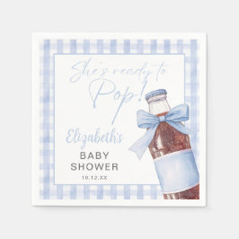 Ready To Pop Blue Bow Soda Bottle Baby Shower Pappersservett