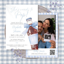 Ready To Pop Blue Soda Bottle Baby Shower Photo Inbjudningar
