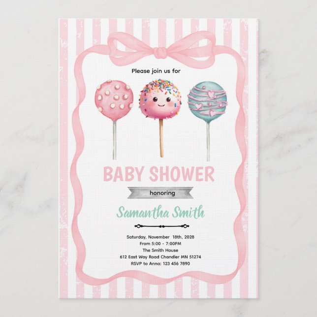 Ready to Pop Cake Pop Shower Invitation Inbjudningar (Framsida)