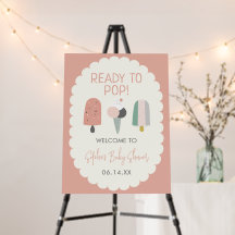 Ready to Pop Dusty Pink Baby Shower Welcome Sign