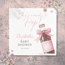 Ready To Pop Pink Bow Soda Bottle Baby Shower