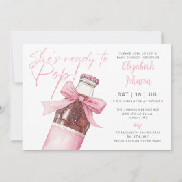 Ready To Pop Pink Soda Bottle QR Code Baby Shower Inbjudningar