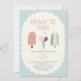 Ready to Pop Popsicle Baby Shower Invitation Mint Inbjudningar