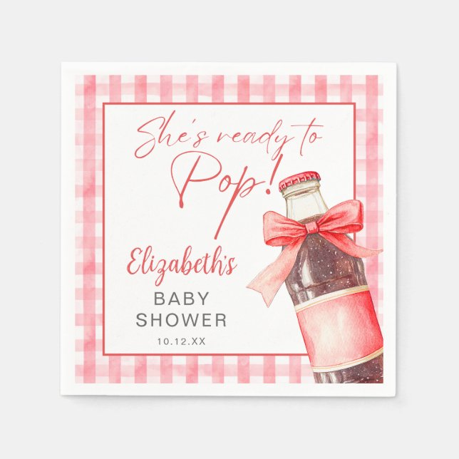 Ready To Pop Red Bow Soda Bottle Baby Shower Pappersservett (Framsidan)