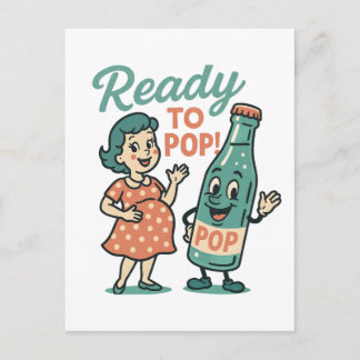 Ready to Pop Retro 1950s Maternity Baby Shower  Meddelande Vykort