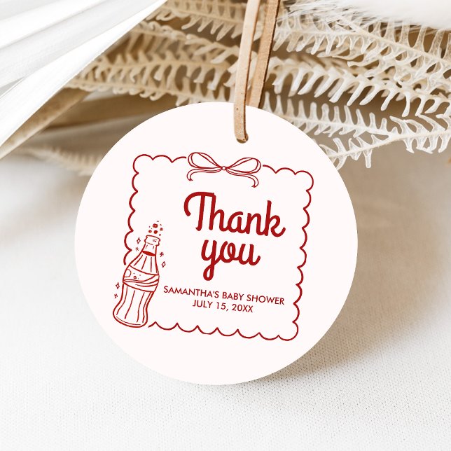 Ready to Pop Soda Baby Shower Gåvor Etiketter (She's Ready to Pop Baby Shower Favor Tags)