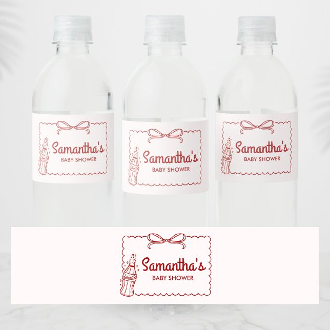 Ready to Pop Soda Baby Shower Vattenflaskor Etikett (She's Ready to Pop Baby Shower Bottle Label)