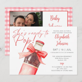 Ready To Pop Soda Bottle Bow Baby Shower Photo Inbjudningar