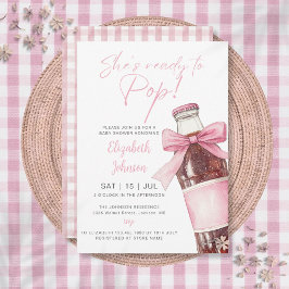 Ready To Pop Soda Bottle Pink Bow Baby Shower Inbjudningar