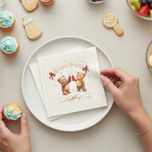 Ready to Pop Teddy Bears Baby Shower Napkins Pappersservett (Skapare uppladdad)