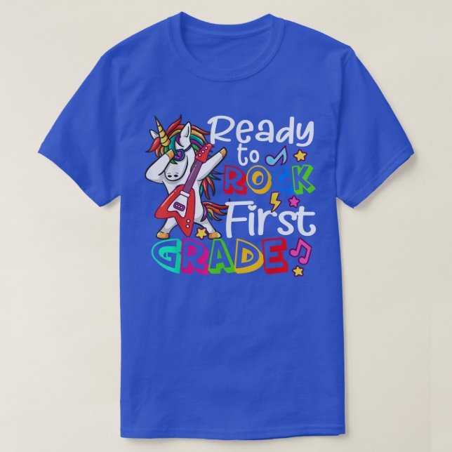 Ready To Rock First Grade Back To School T-Shirt (Design framsida)