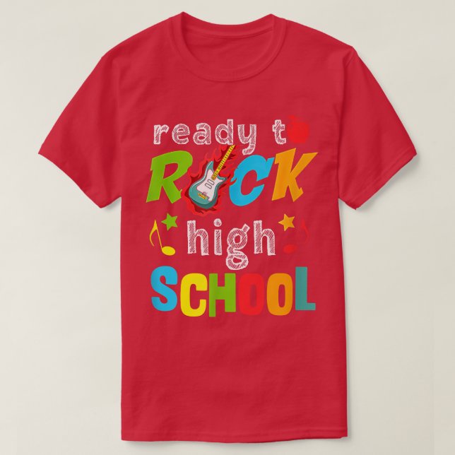 Ready To Rock High School Back To School Guitar  T Shirt (Design framsida)