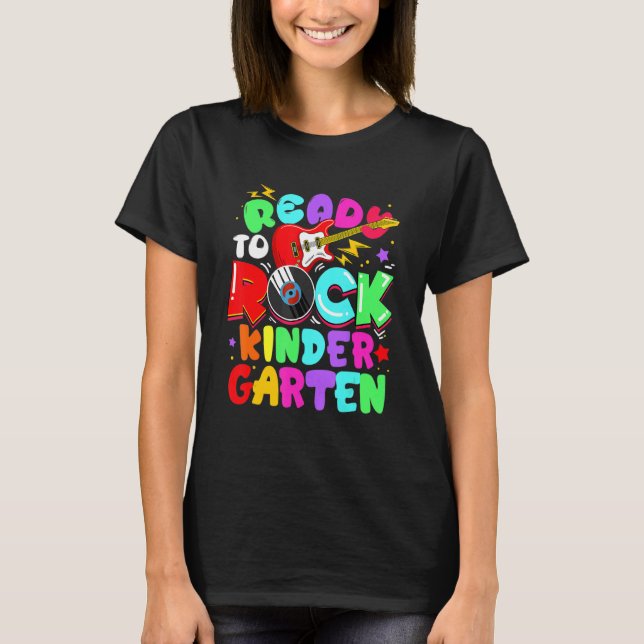Ready To Rock Kindergarten First Day Of School Boy T Shirt (Framsida)