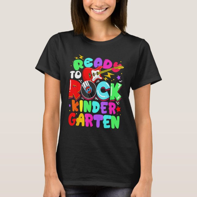 Ready To Rock Kindergarten First Day Of School Boy T Shirt (Framsida)
