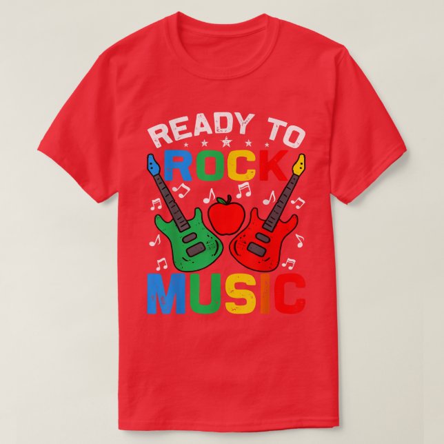 Ready To Rock Music Back To School Guitar  T Shirt (Design framsida)