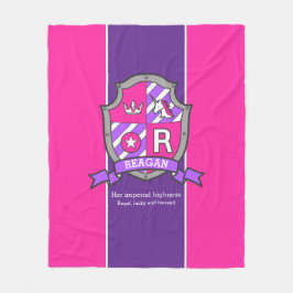 Reagan brev R namn innebär att skydda rosa lila Fleecefilt