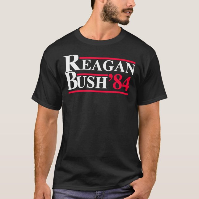 Reagan Bush &x27;84 Retro Logotyp Rött vitt blått  T Shirt (Framsida)