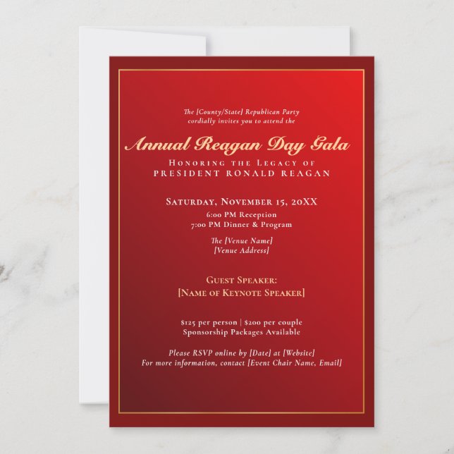 Reagan Day Gala Republican Fundraiser Inbjudningar (Framsida)