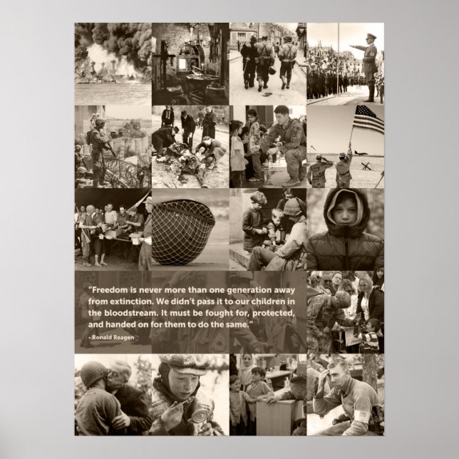 Reagans Berömd Freedom citat. Curated Bilder. Poster (Framsidan)