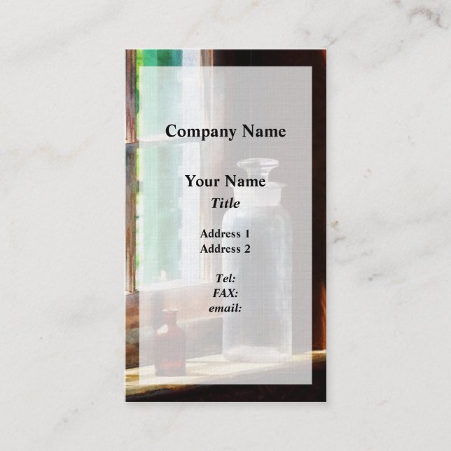 Reagens Flaska och Small Brown Flaska Visitkort (Framsida)