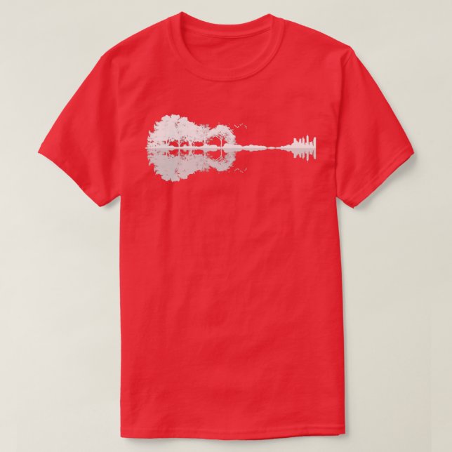 Reaktion av akustisk guitär skogskaraktär spegel t shirt (Design framsida)