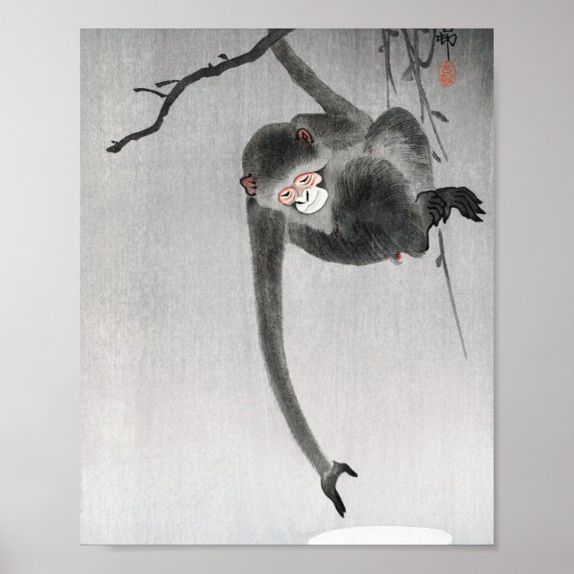 Reaktion av apa och måne i vintage poster (Framsidan)