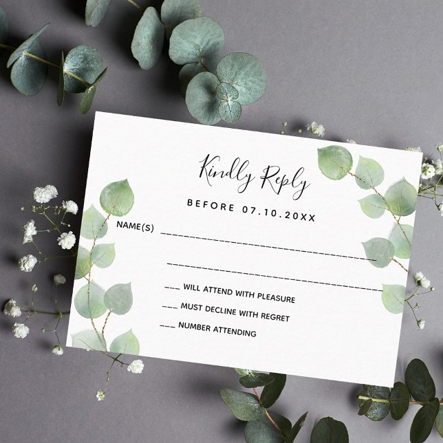 ReaktionsOSA för Eucalyptus greenery bröllop Anteckningskort (Skapare uppladdad)