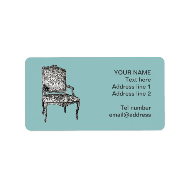 Reaktionsstol i turkos adressetikett (Framsidan)