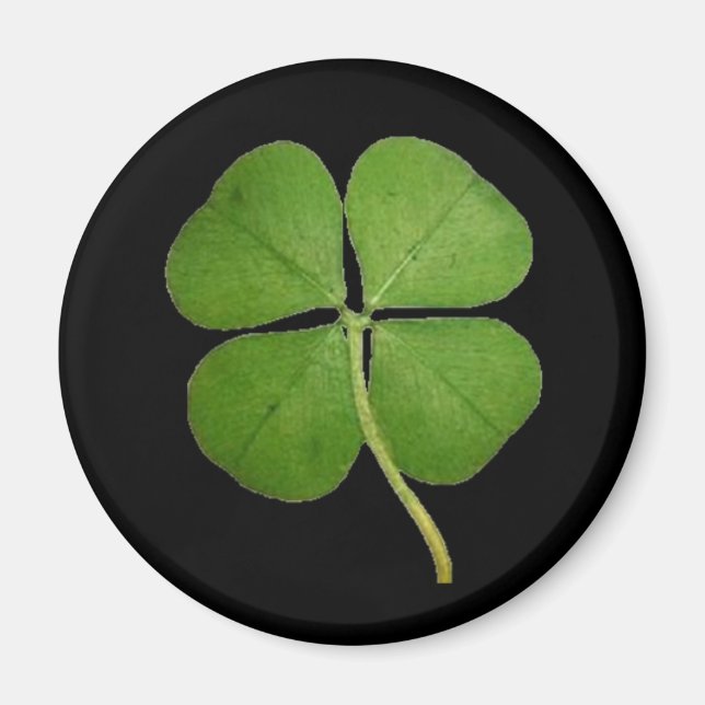 Real 4 Löv Klöver Shamrock Black Magnet (Framsidan)