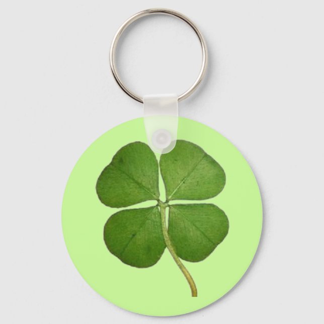Real 4 Löv Klöver Shamrock Nyckelring (Framsida)