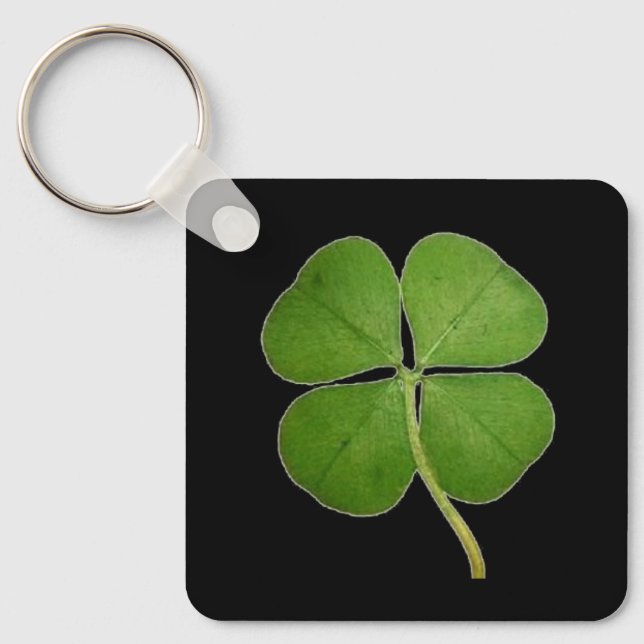 Real 4 Löv Shamrock Black Nyckelring (Framsida)