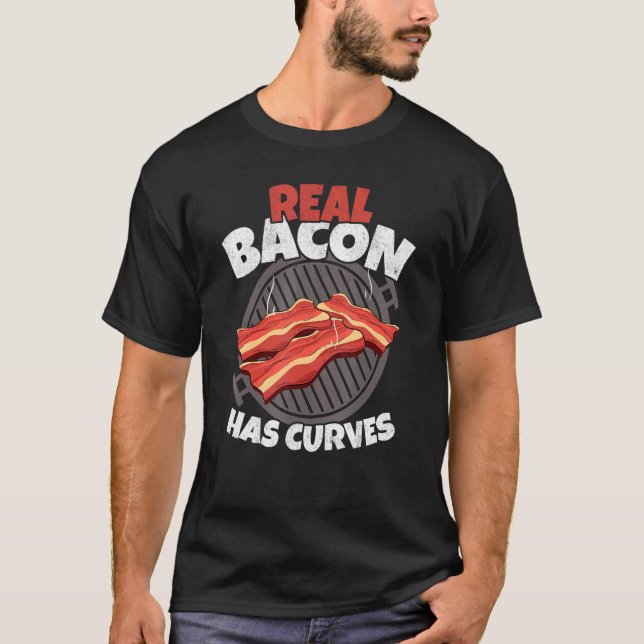 Real Bacon har Kurvor Barbecue Grilling Gris Bacon T Shirt (Framsida)