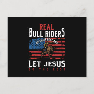 Real Bull Riders USA flagga Jesus Rodeo Cowboy Gif Vykort