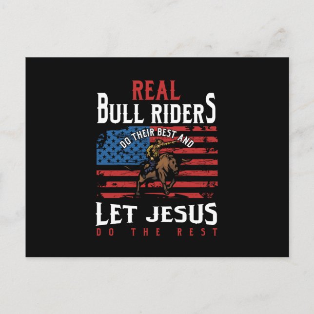 Real Bull Riders USA flagga Jesus Rodeo Cowboy Gif Vykort (Framsida)