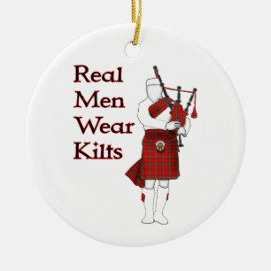 Real Elak Bära Kilts Funny Scottish Bagpiper Julgransprydnad Keramik