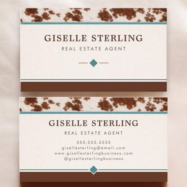Real Estate Agent Cowhide Leather Professional Visitkort (Skapare uppladdad)