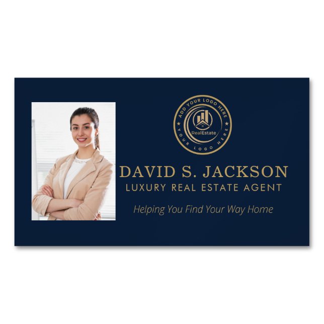 Real Estate Agent | Custom Logo Property Branding Magnetiska Visitkort (Framsida)