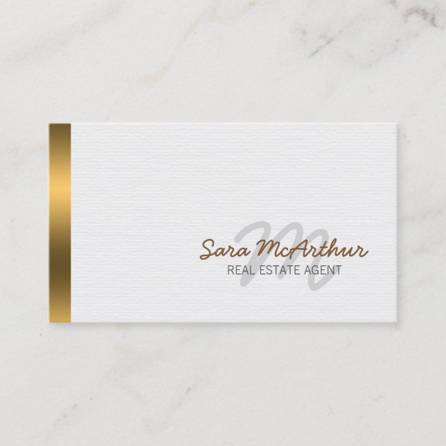 Real Estate Agent Faux Gold Monogram Visitkort (Framsida)