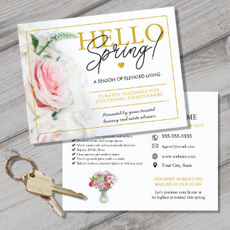 Real Estate Agent HELLO Spring checklist Meddelande Vykort