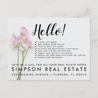 Real Estate Agent HELLO Spring checklist Meddelande Vykort