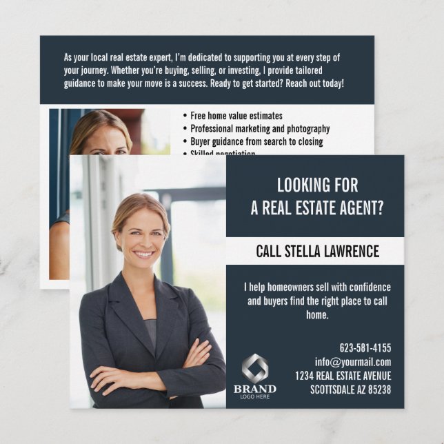 Real Estate Agent Marketing PROMOTION LOGO PHOTO  Vykort (Fram/baksida)