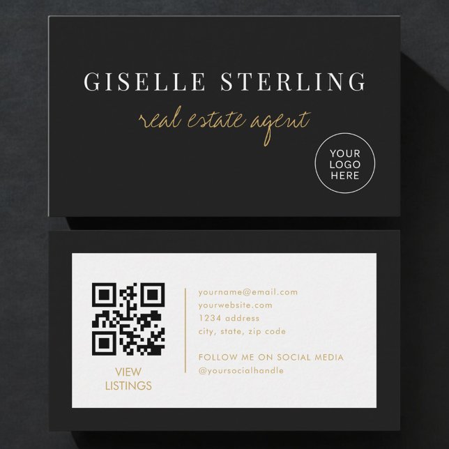 Real Estate Agent Minimalist Company Logo QR Code Visitkort (Skapare uppladdad)