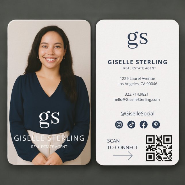 Real Estate Agent Photo QR Code Professional Visitkort (Skapare uppladdad)