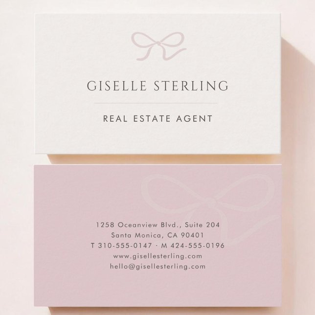 Real Estate Agent Pink Bow Visitkort (Skapare uppladdad)