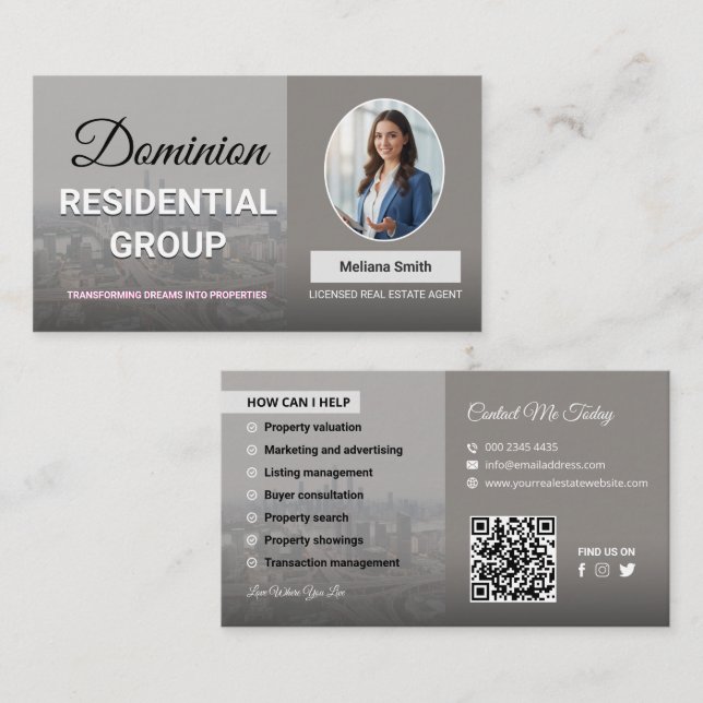 Real estate agent, Real estate company, Realtor Bu Visitkort (Fram/baksida)