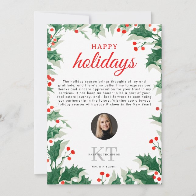 Real Estate Agent Realtor Christmas Happy Holidays Tack Kort (Framsida)