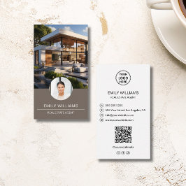 Real Estate Broker Custom Logo Photo QR Code Visitkort