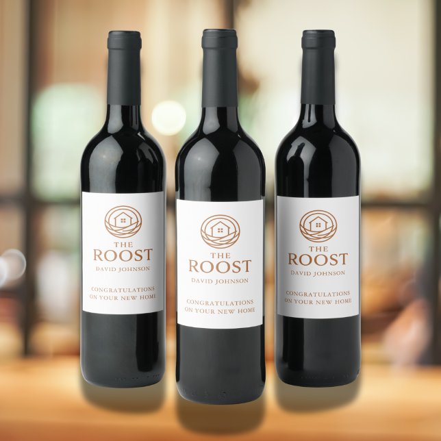 Real Estate Logo Housewarming Marketing Vinflaska Etikett (Real Estate Logo Housewarming Marketing Wine Label)