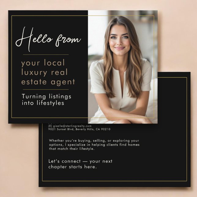 Real Estate Marketing Black Gold  Vykort (Skapare uppladdad)